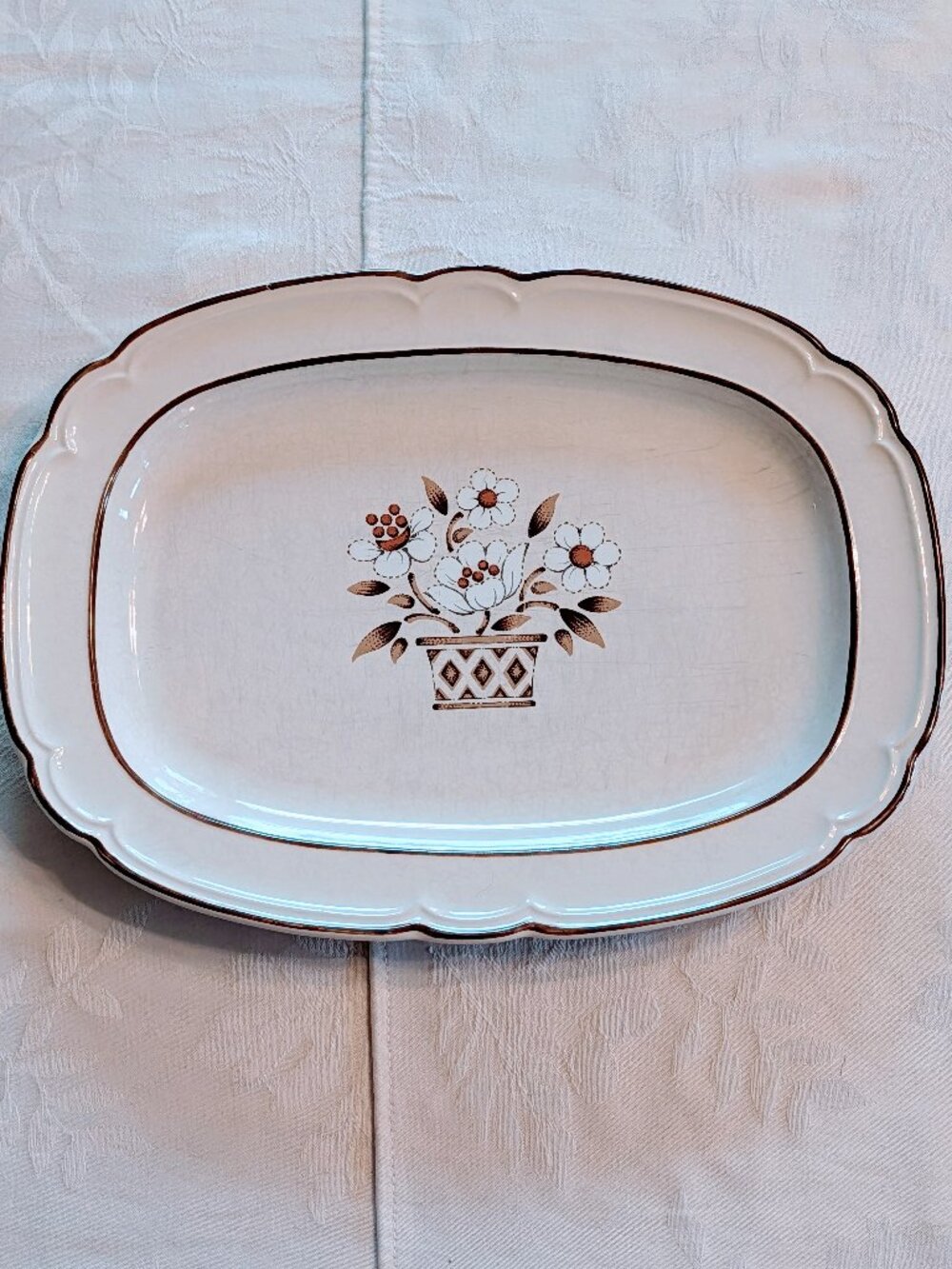 VTG Cumberland Mayblossom Stoneware Oval Platter Hearthside Japan 12.75*9.25